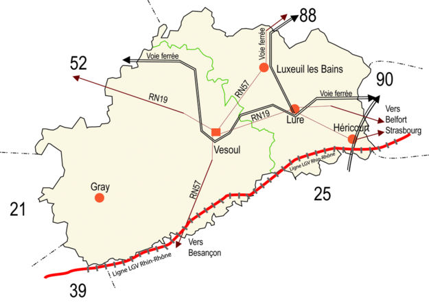 Les réseaux de transport en Haute-Saône