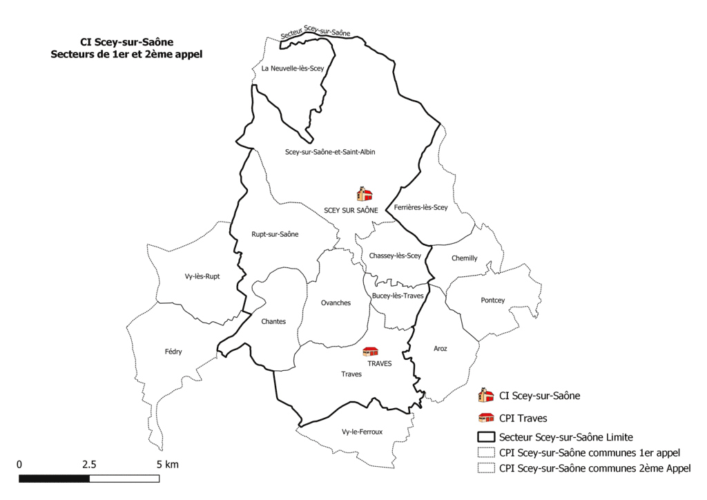 Secteur d'intervention du CI Scey sur Saône